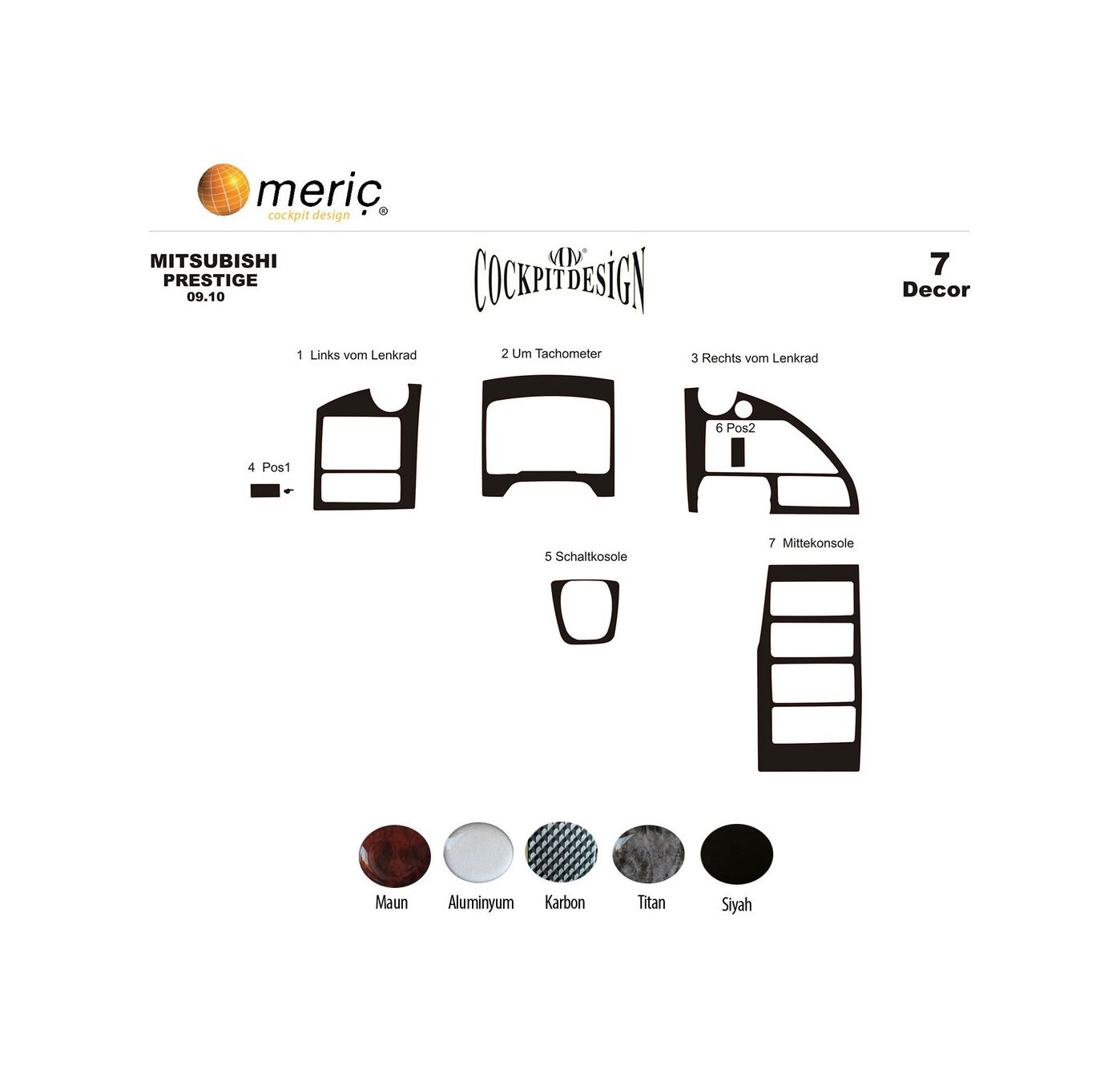 Meriç® Mitsubishi Temsa Prestige Ön Torpido Kaplama 8 Prç 2010-11 (530158446)-Maun Alüminyum