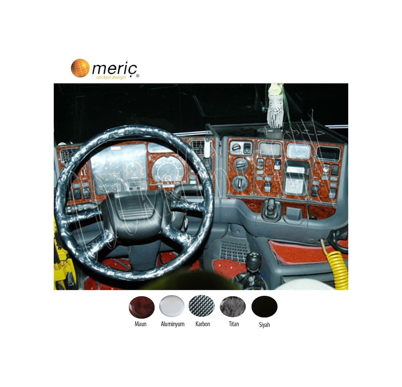 Meriç® Scania Lkw 3/4 Ön Torpido Kaplama 50 Parça 1996-2004 (530158364)-Maun Karbon