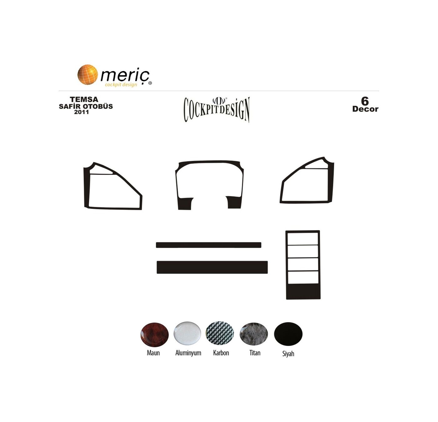Meriç® Mitsubishi Safir Ön Torpido Kaplama 4 Parça 2011-2019 (530158523)-Maun Maun
