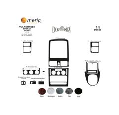 Meriç® Volkswagen Touran Ön Torpido Kaplama 11 Parça 2003-2009 (530157696)-Maun Piano Black