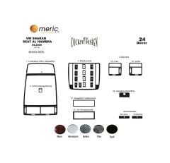Meriç® Volkswagen Sharan Ön Torpido Kaplama 24 Parça 2000-2009 (530157689)-Maun Alüminyum