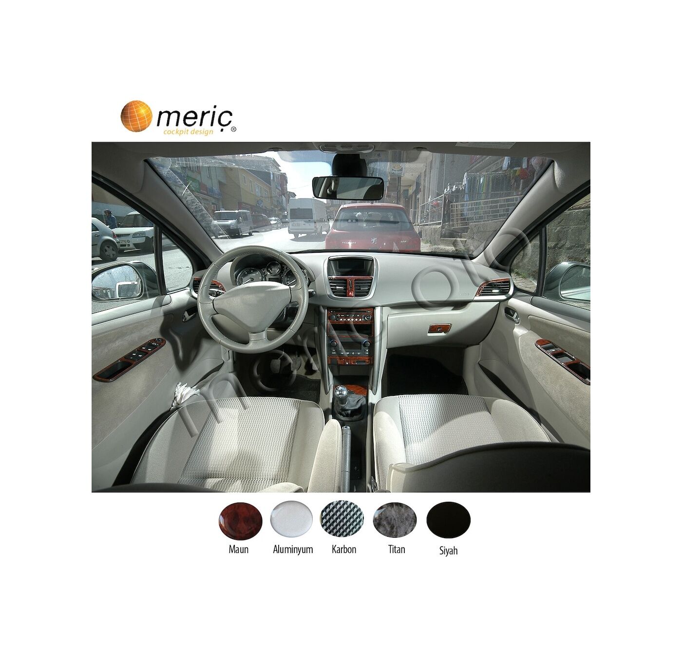 Meriç® Peugeot 207 Ön Torpido Kaplama 17 Parça 2007-› (530157058)-Maun Karbon