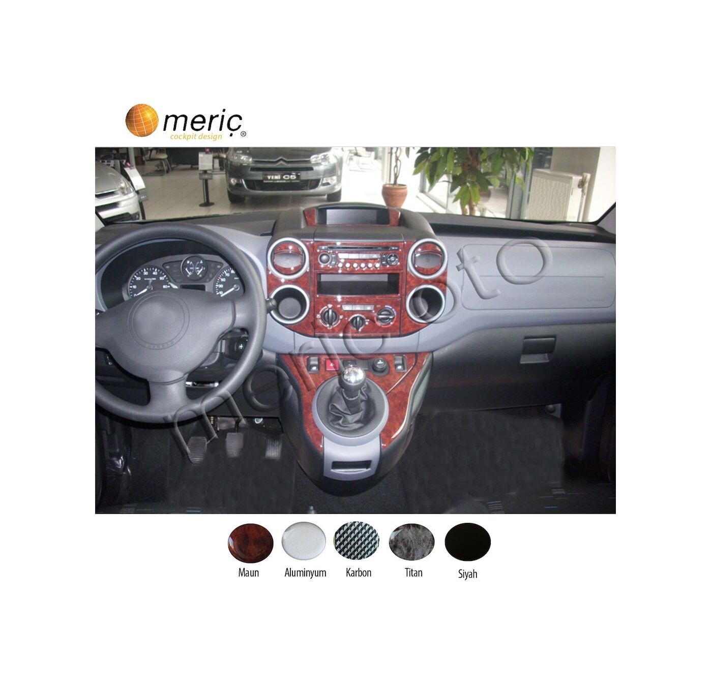 Meriç® Citoren Berlingo Ön Torpido Kaplama 40 Parça 2008-2018 (530157130)-Maun Piano Black