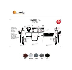 Meriç® Peugeot Karsan J10 Ön Torpido Kaplama 31 Parça 2010-› (530158337)-Maun Piano Black