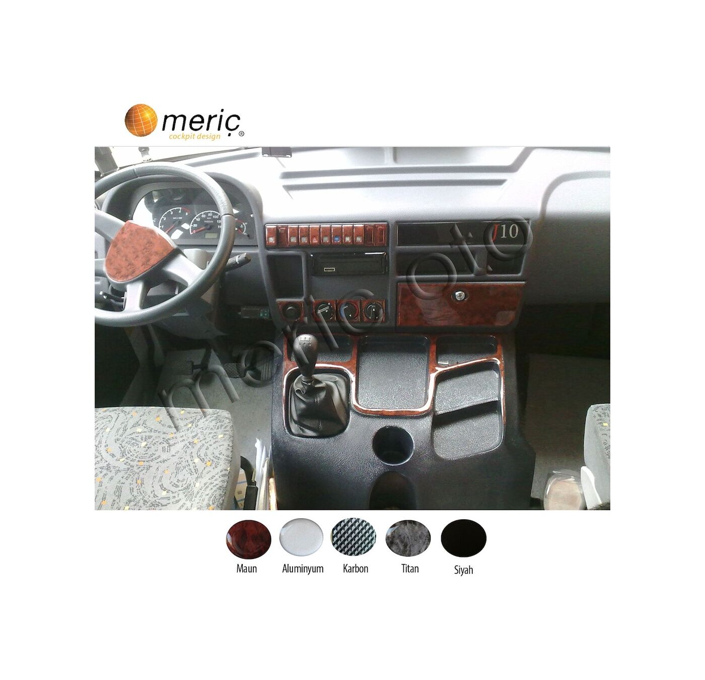 Meriç® Peugeot Karsan J10 Ön Torpido Kaplama 31 Parça 2010-› (530158337)-Maun Piano Black