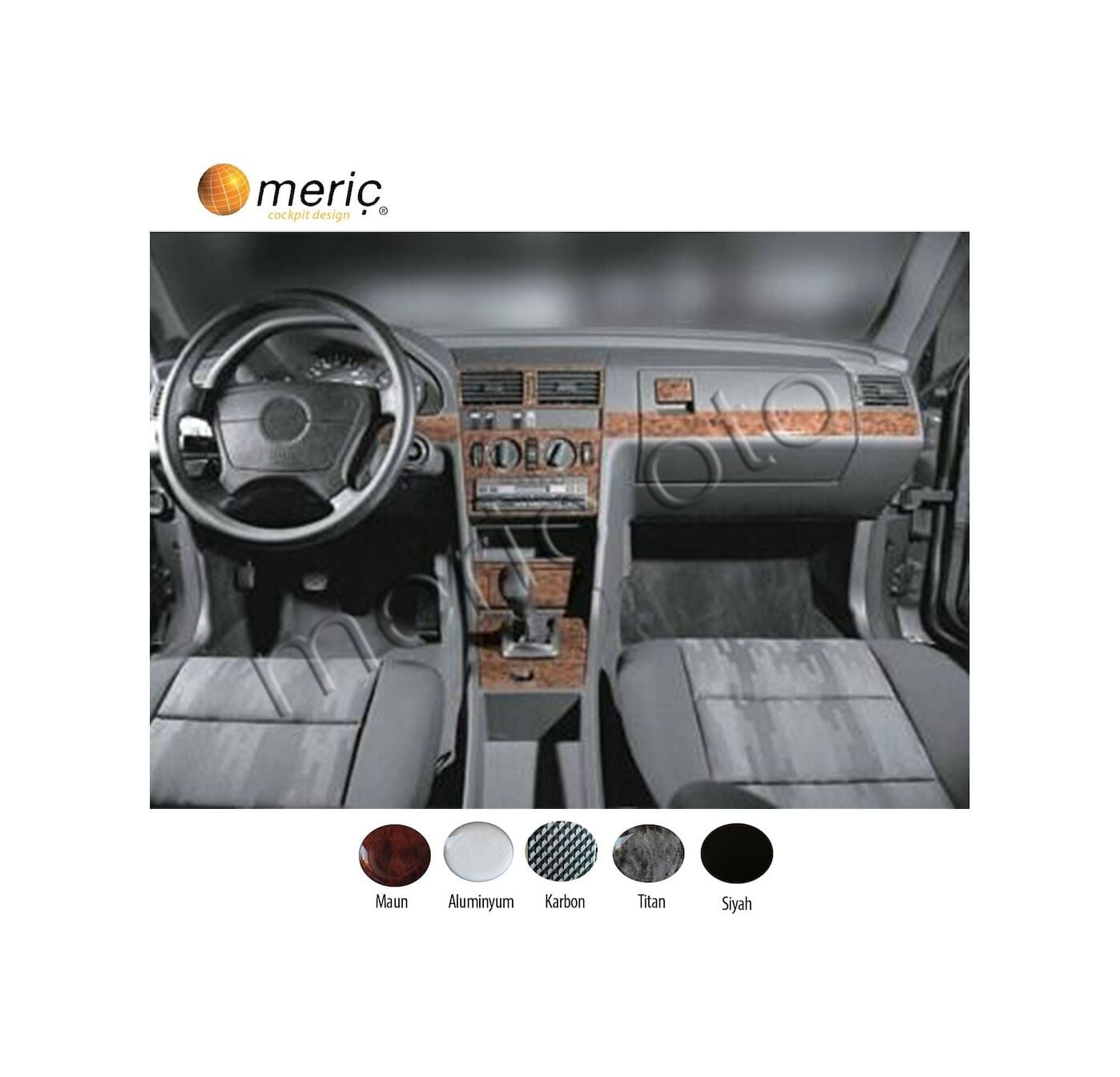 Meriç® Mercedes C Serisi Ön Torpido Kaplama 16 Parça 1993-1995 (530156768)-Maun Maun