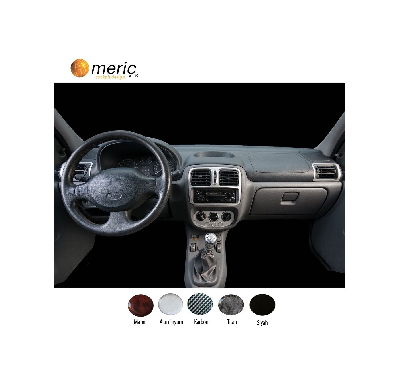 Meriç® Renault Clio Ön Torpido Kaplama 18 Parça 1998-2001 (530157166)-Maun Alüminyum