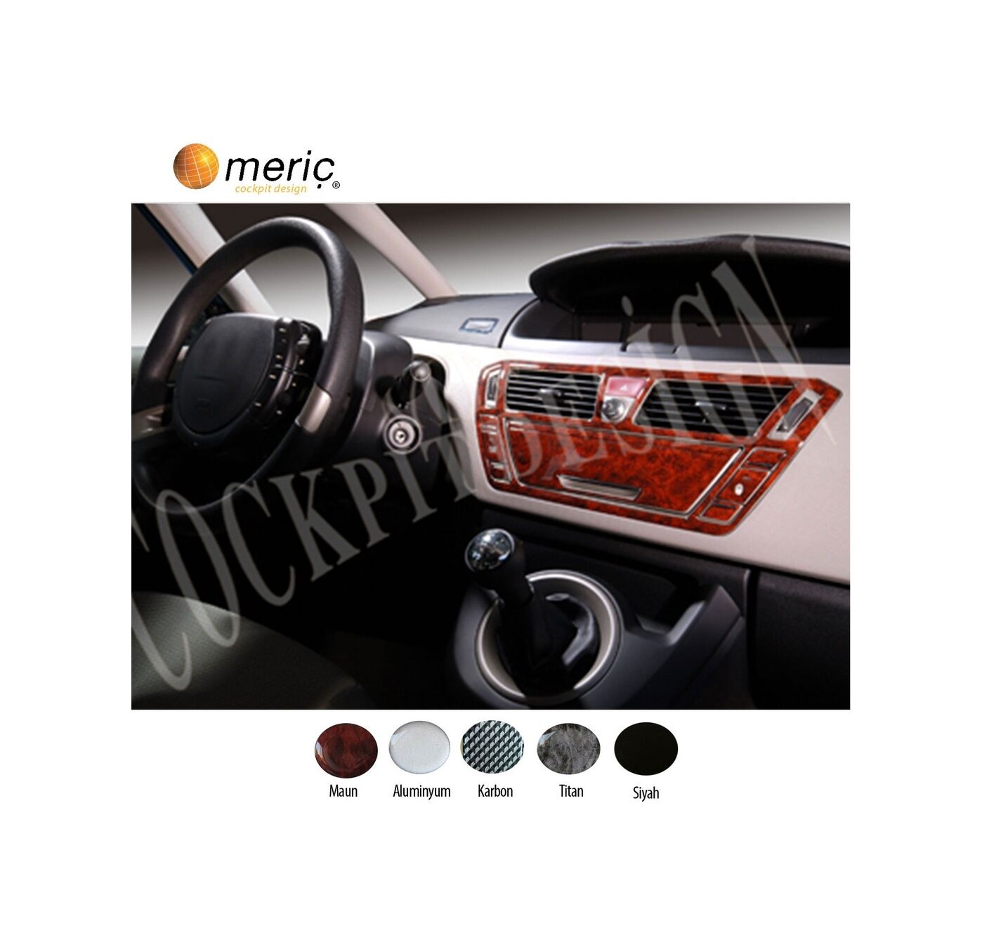 Meriç® Citroen C4 Picasso Ön Torpido Kaplama 9 Parça 2006-2010 (530156099)-Maun Piano Black