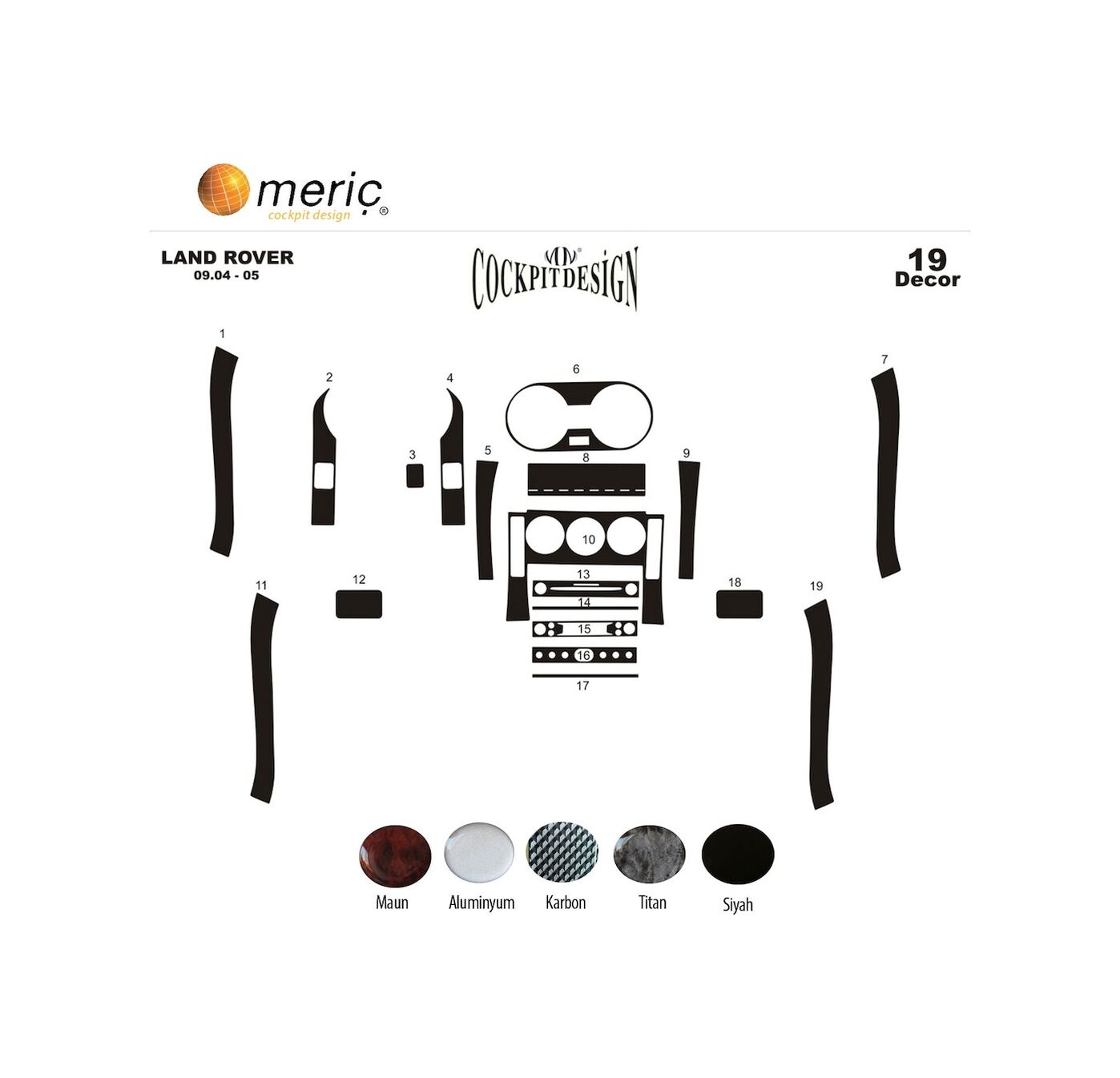 Meriç® Land Rover Freelander Ön Torpido Kaplama 19 Prç 2004-2006 (530158219)-Titan