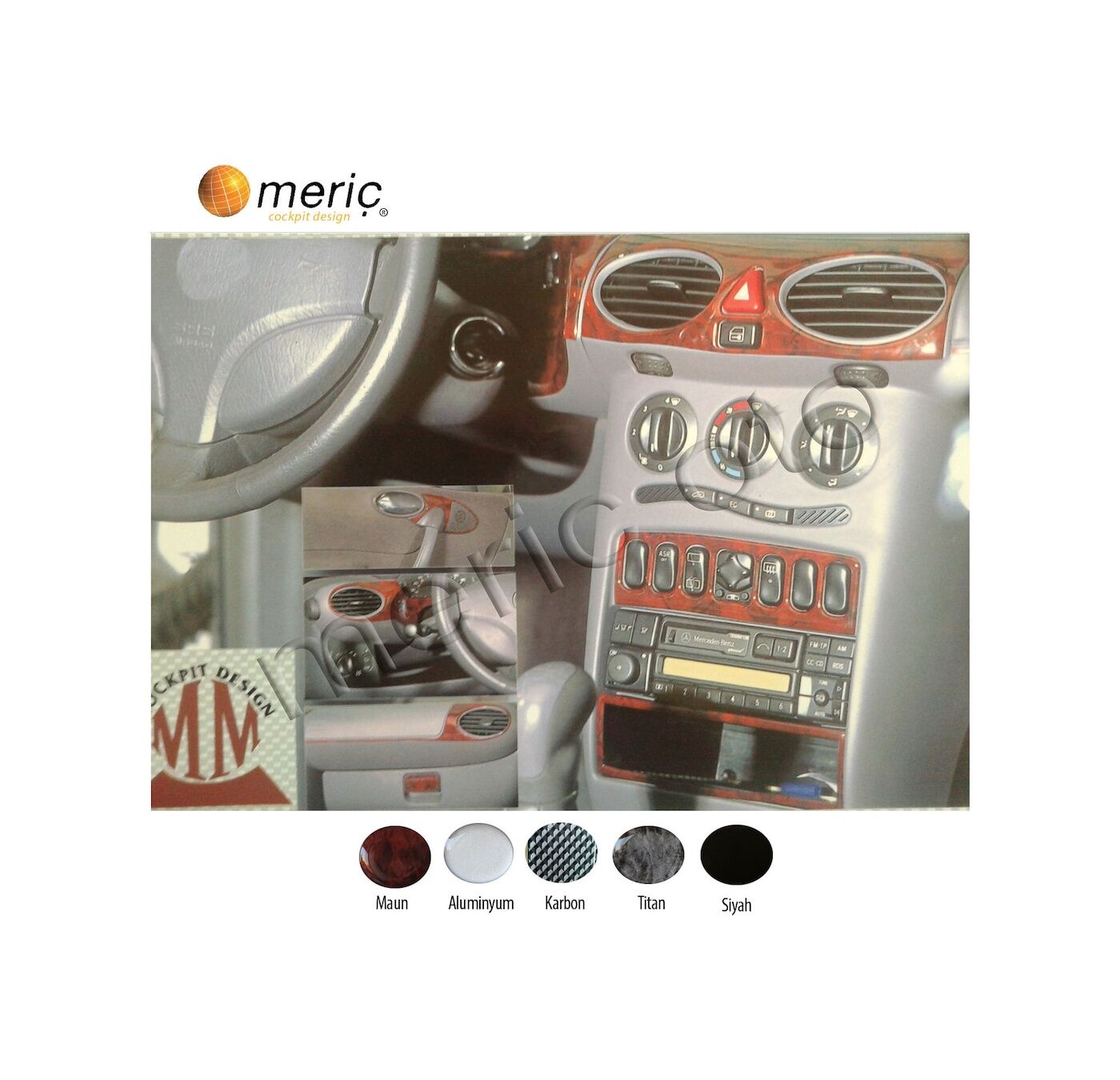 Meriç® Mercedes A Serisi Ön Torpido Kaplama 12 Parça 1997-2001 (530156764)-Maun Karbon