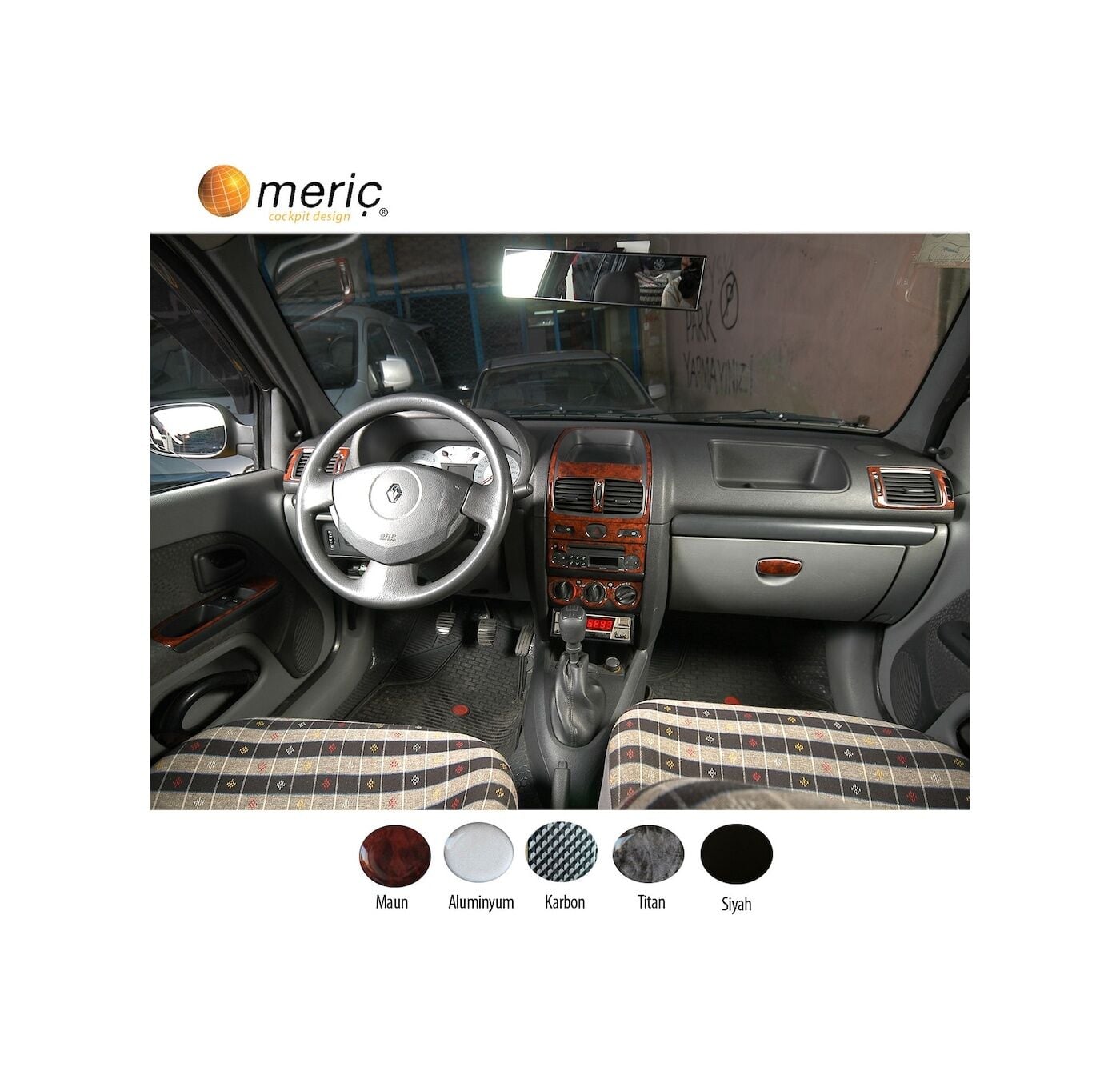 Meriç® Renault Clio 2 Ön Torpido Kaplama 15 Parça 2001-2005 (530157139)-Maun Piano Black