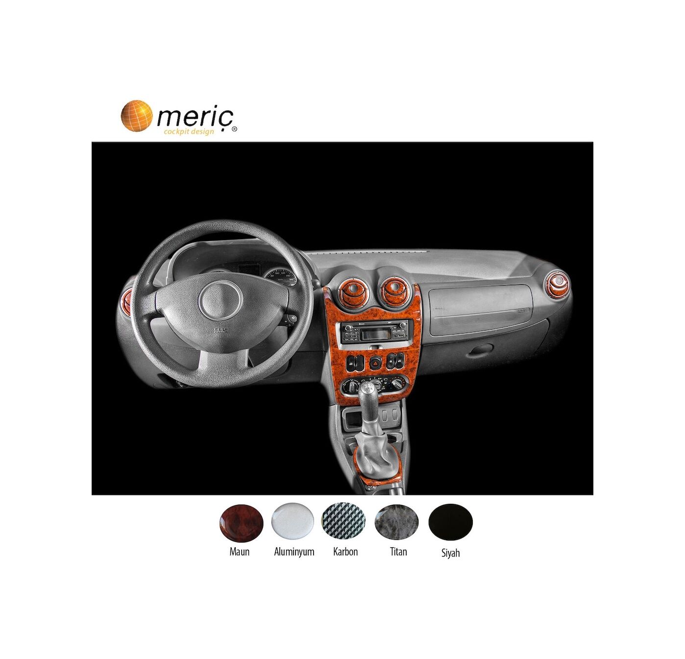 Meriç® Dacia Sandero Ön Torpido Kaplama 18 Parça 2008-2011 (530156189)-Maun Piano Black