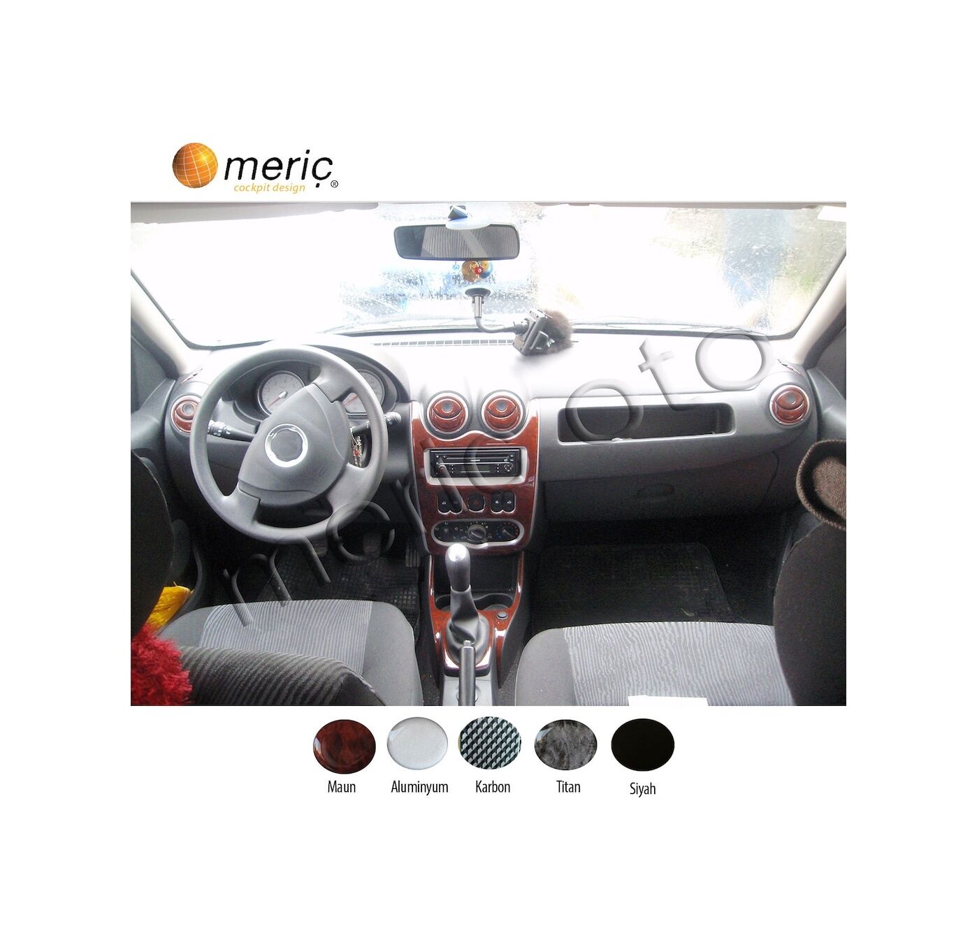 Meriç® Dacia Logan Ön Torpido Kaplama 20 Parça 2005-2009 (530156188)-Maun Karbon
