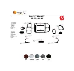 Meriç® Ford Transit Ön Torpido Kaplama 15 Parça 2000-2006 (530158077)-Maun Alüminyum