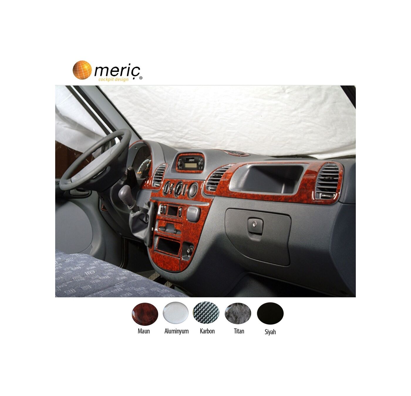 Meriç® Mercedes Sprinter Ön Torpido Kaplama 24 Parça 2000-2006 (530158093)-Maun Karbon