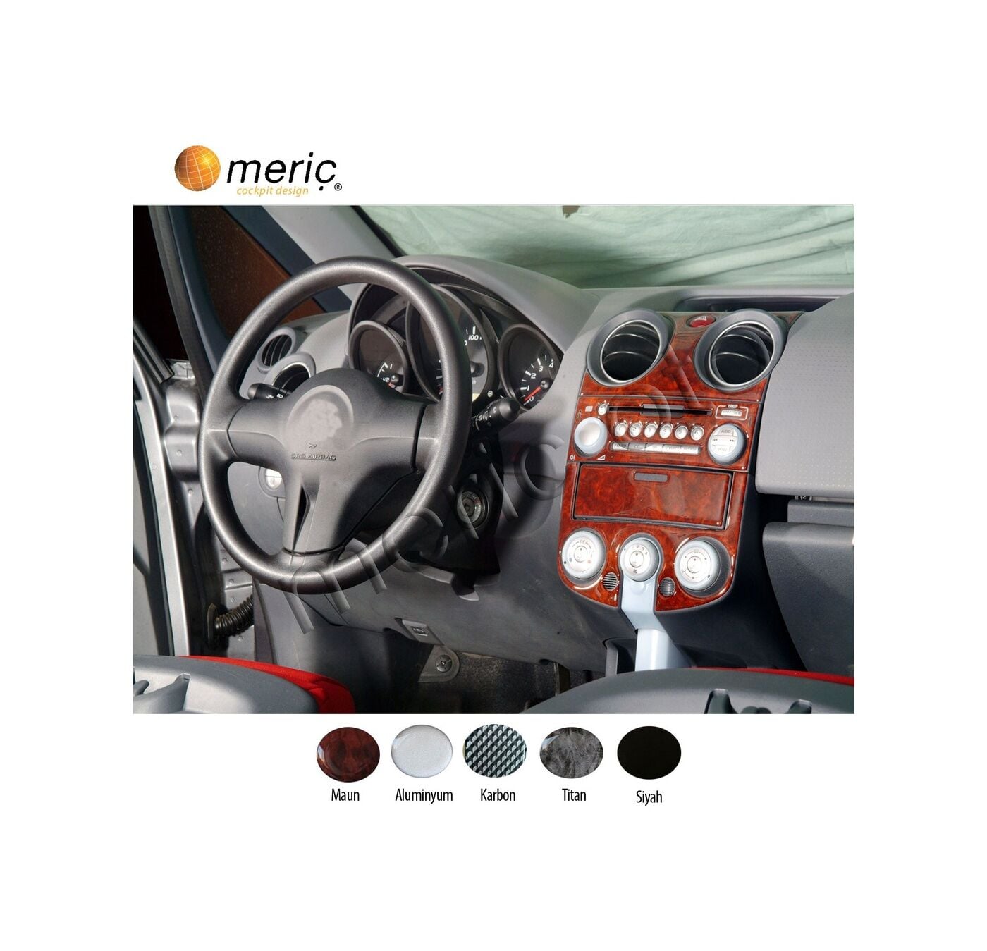 Meriç® Mitsubishi Colt Ön Torpido Kaplama 4 Parça 2004-2007 (530156810)-Maun Alüminyum
