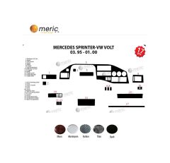 Meriç® Mercedes Sprinter Ön Torpido Kaplama 17 Parça 1995-2000 (530158141)-Maun Maun