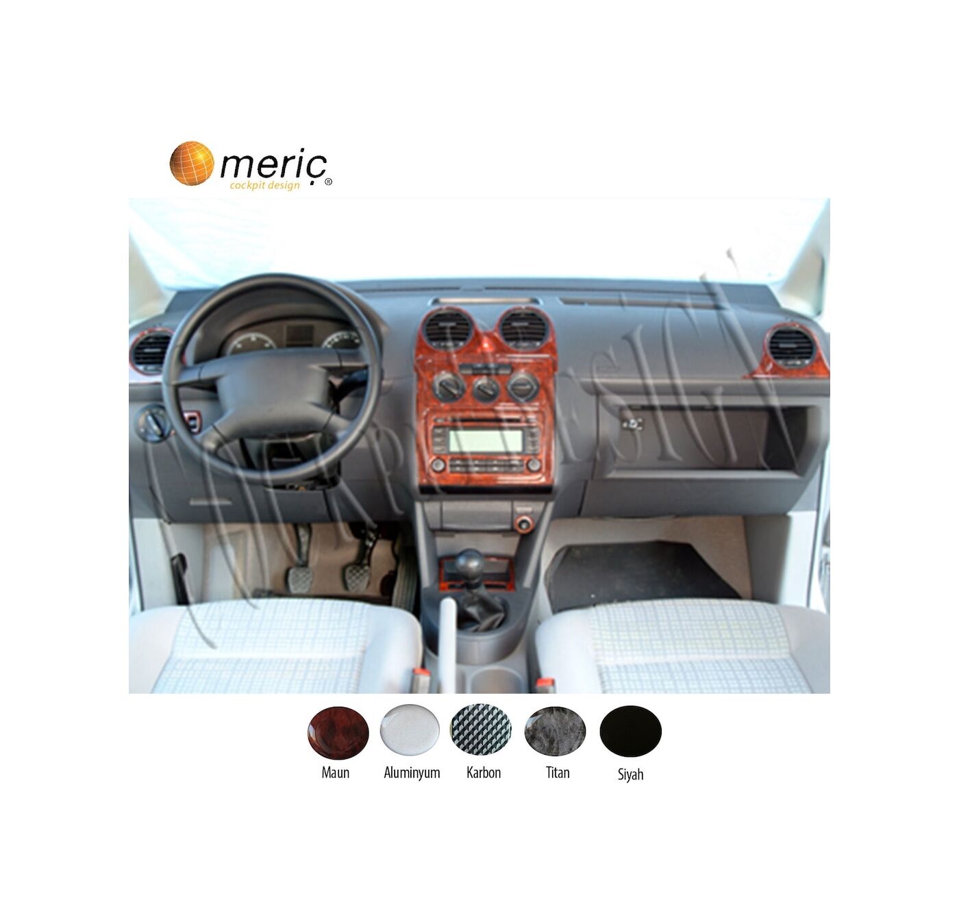 Meriç® Volkswagen Caddy Ön Torpido Kaplama 16 Parça 2004-2009 (530157585)-Maun Alüminyum