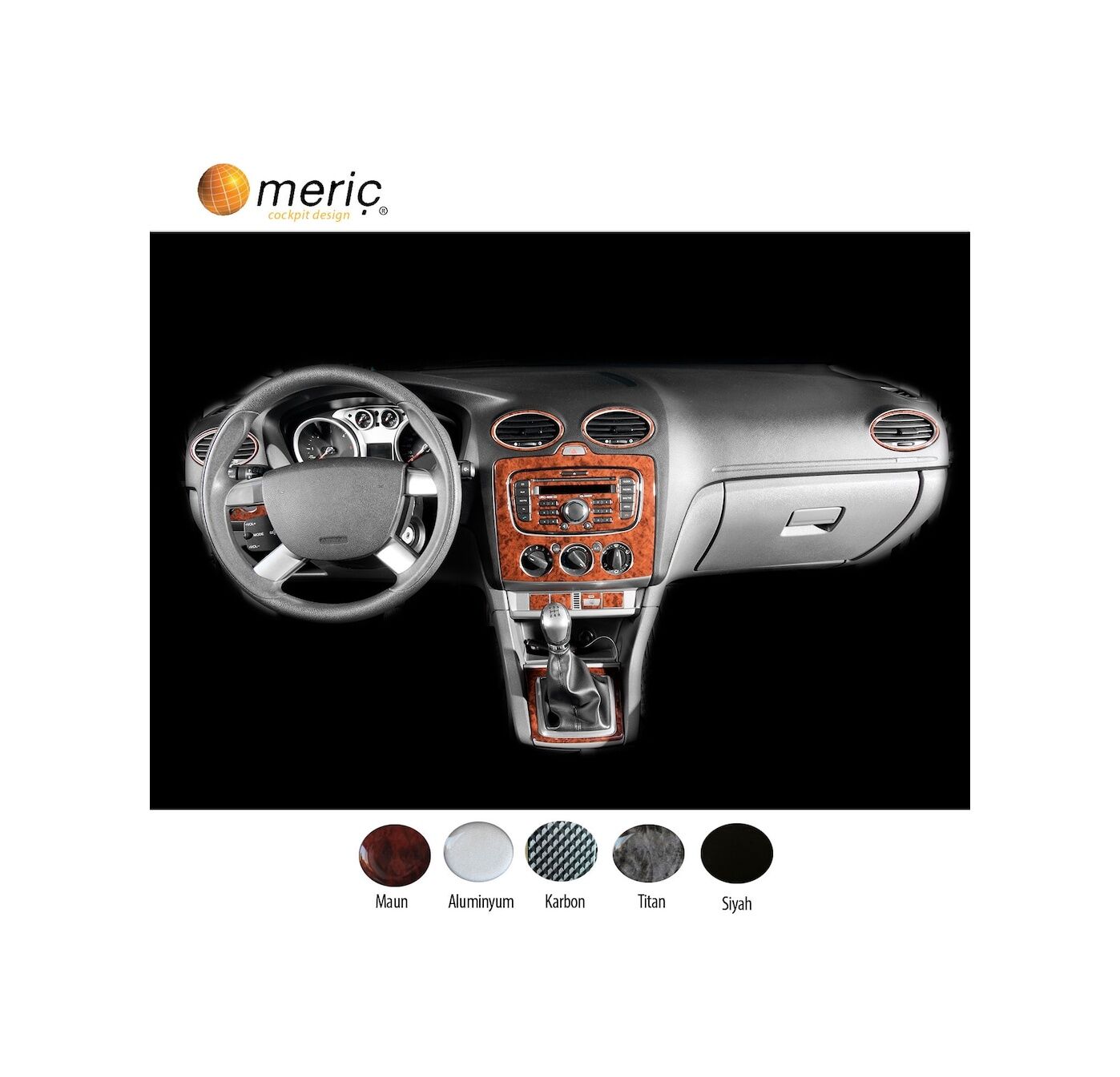 Meriç® Ford Focus Ön Torpido Kaplama (M.Klima) 19 P. 2004-2012 (530156319)-Maun Karbon