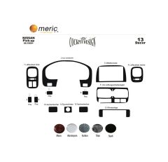 Meriç® Nissan Pick-Up Skystar Ön Torpido Kaplama 13 Prç 1999-2006 (530156887)-Maun Maun