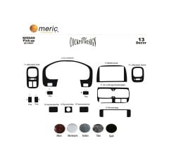 Meriç® Nissan Pick-Up Skystar Ön Torpido Kaplama 13 Prç 1999-2006 (530156887)-Maun Karbon