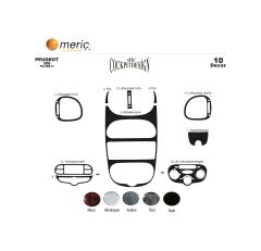 Meriç® Peugeot 206 Ön Torpido Kaplama Alu. 10 Parça 2001-2010 (530157050)-Maun Karbon