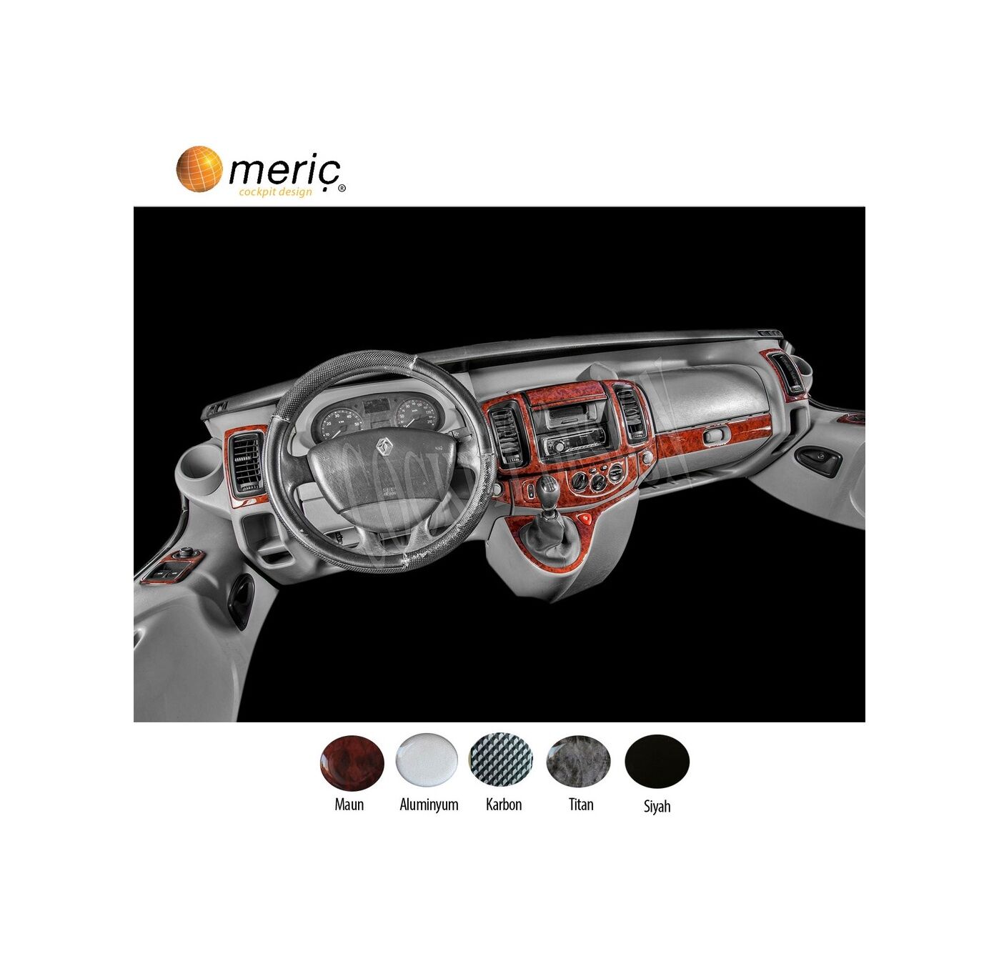 Meriç® Renault Trafic Torpido Kaplama 18 Parça 2007-2010 (530157289)-Maun Karbon