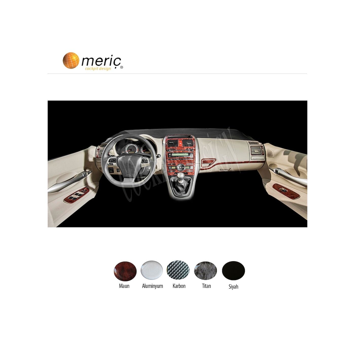 Meriç® Toyota Uyumlu Auris Ön Torpido Kaplama 16 Parça 2008-2015 (530157415) Renk - Maun Titan