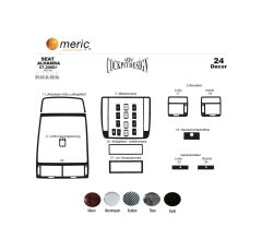 Meriç® Seat Alhambra Ön Torpido Kaplama 24 Parça 2000-› (530157300)-Maun Piano Black