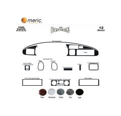 Meriç® Ford Ranger Ön Torpido Kaplama 12 Parça 1999-2006 (530156356)-Maun Titan