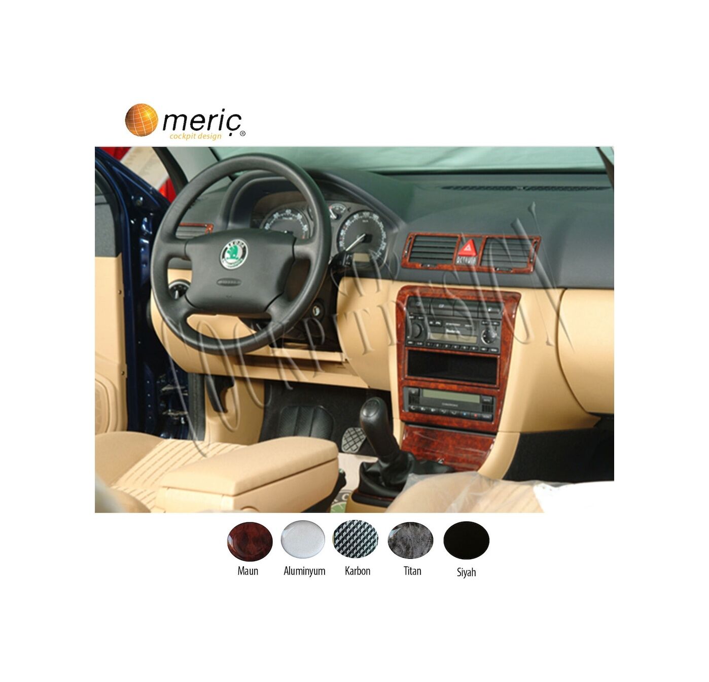 Meriç® Skoda Octavia Ön Torpido Kaplama 15 Parça 1998-2004 (530157384)-Maun Karbon