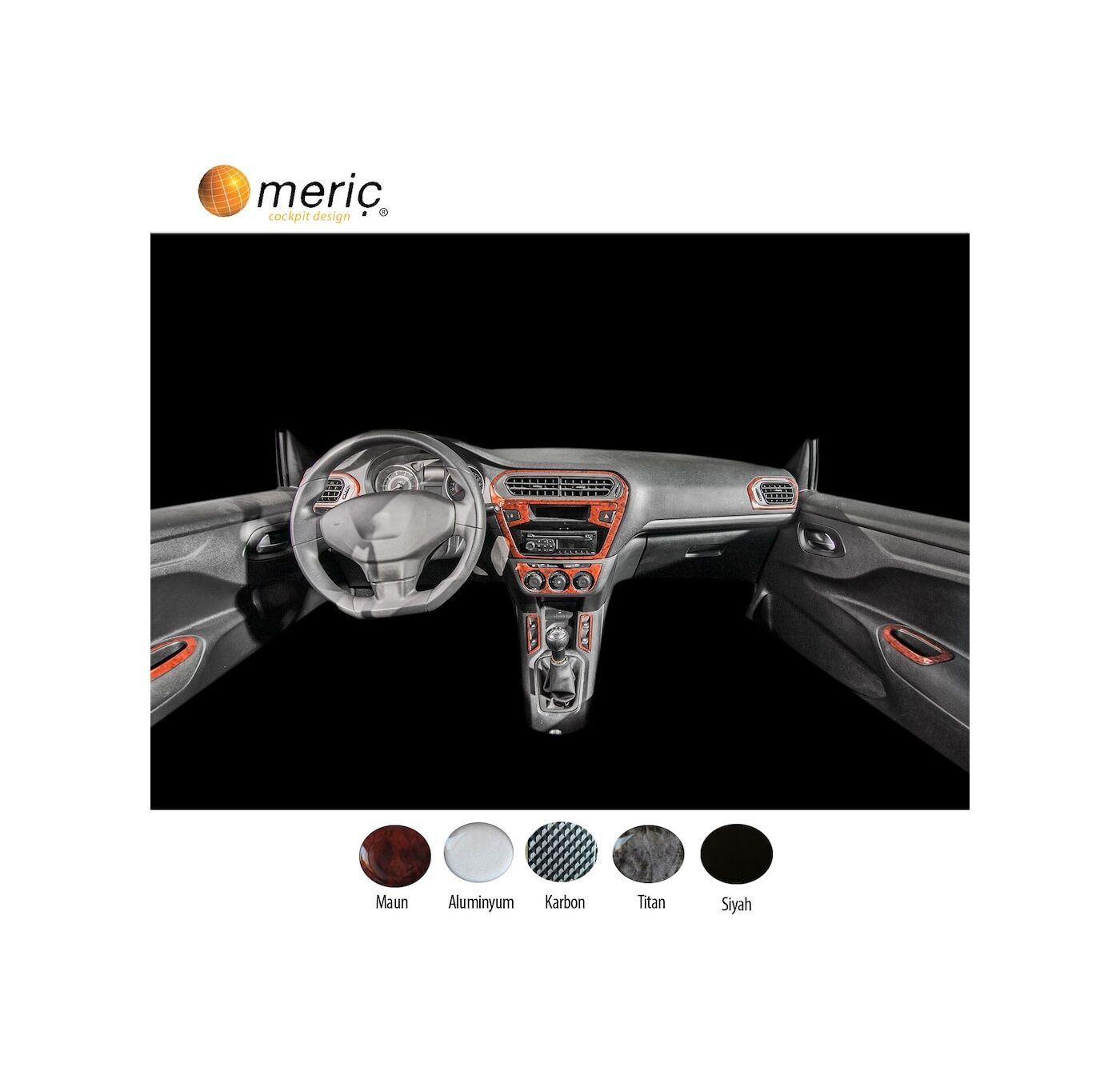 Meriç® Citroen Elysee Ön Torpido Kaplama 12 Parça 2012-› (530156144)-Maun Piano Black