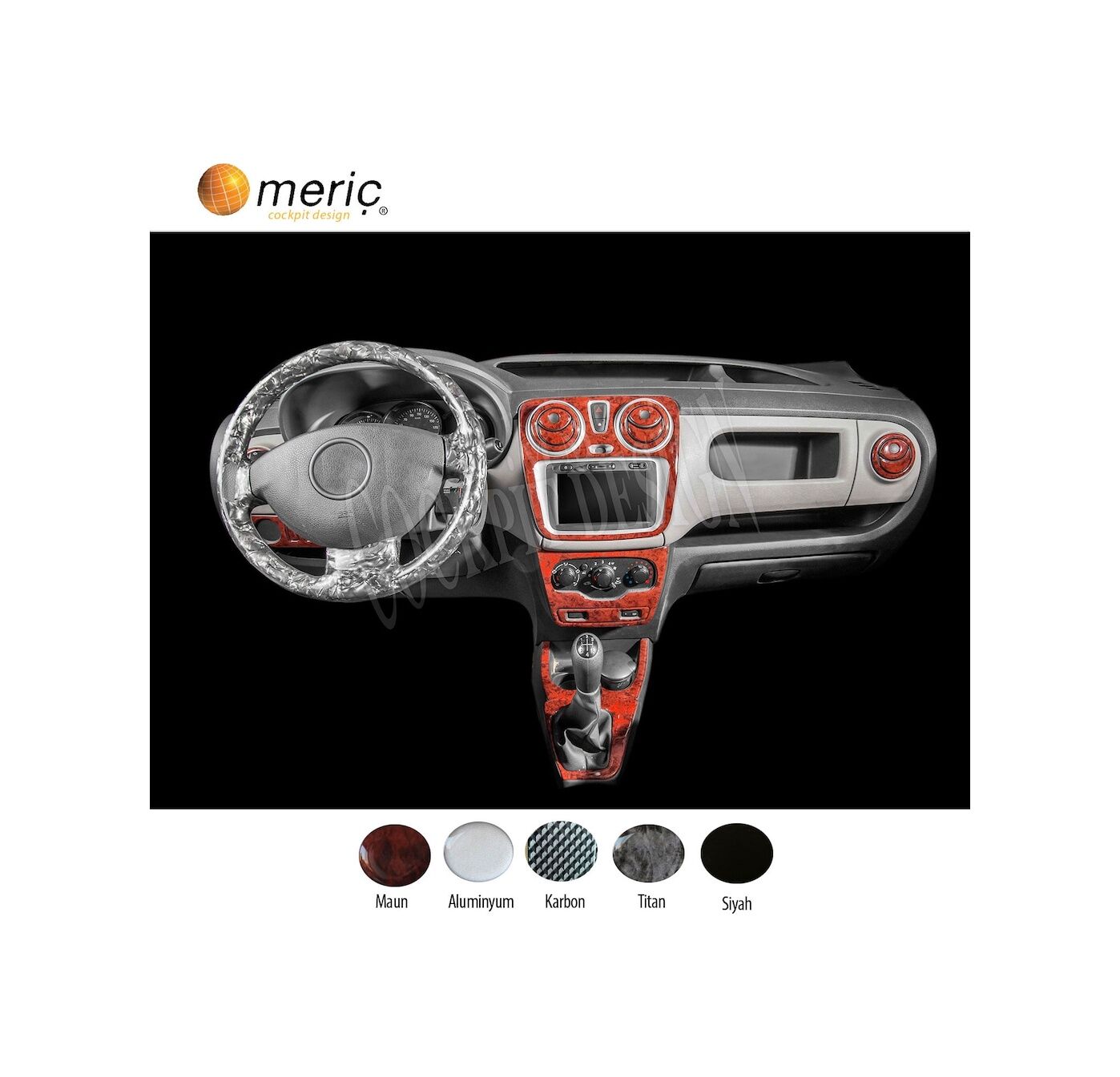 Meriç® Dacia Dokker Ön Torpido Kaplama 21 Parça 2013-› (530156183)-Maun Titan