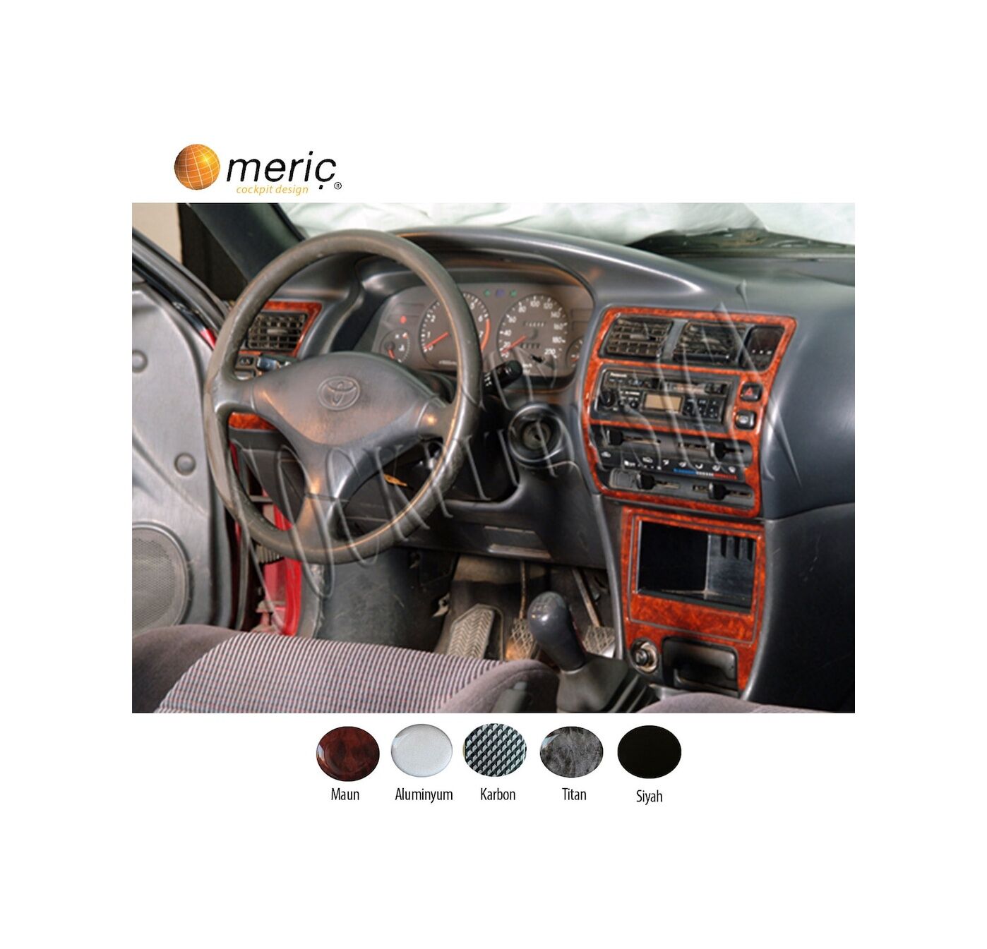 Meriç® Toyota Uyumlu Corolla Ön Torpido Kaplama 7 Parça 1992-1997 (530157490) Renk - Maun Alüminyum