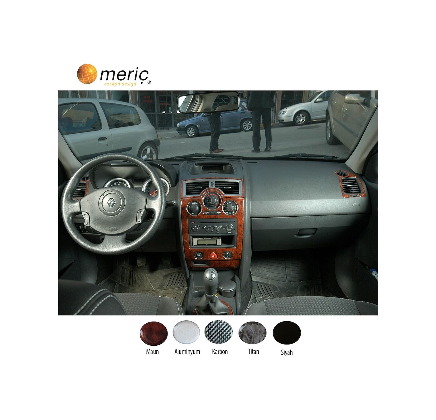Renault Megane 2 Ön Torpido Kaplama 17 Prç (Analog Klima) 03-09 (530157221)-Maun Piano Black