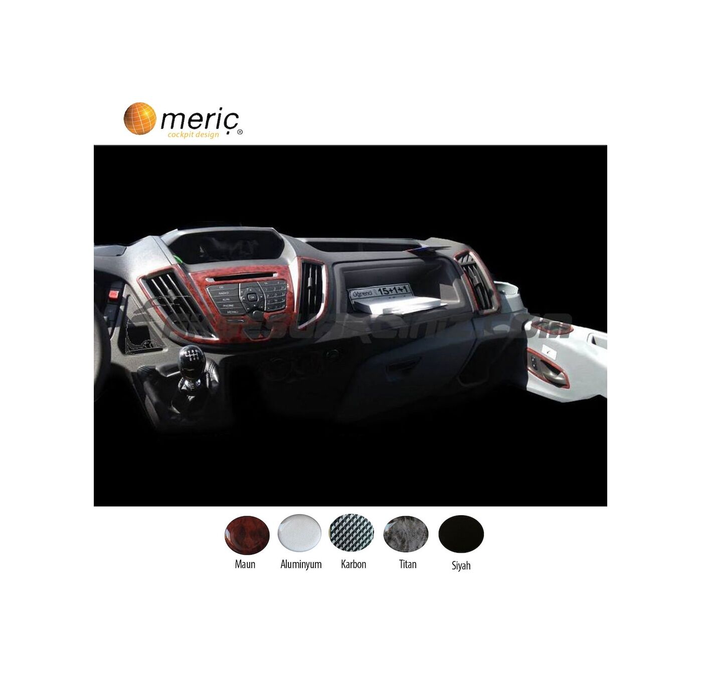 Meriç® Ford Transit Delux Ön Torpido Kaplama 20 Parça 2014-2019 (530158067)-Maun Maun