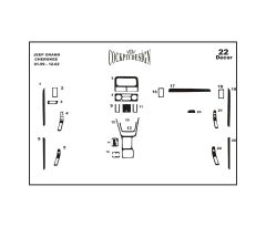 Meriç® Jeep Grand Cherokee Ön Torpido Kaplama 22 Parça 1999-2002 (530158218)-Maun Karbon