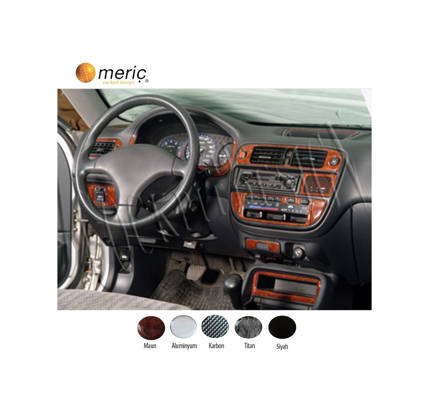 Meriç® Honda Civic Ön Torpido Kaplama 22 Parça 1995-2001 (530156392)-Maun Karbon