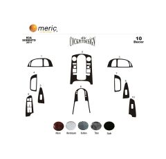 Meriç® Kia Sorento Ön Torpido Kaplama 10 Parça 2011-› (530156649)-Maun Piano Black