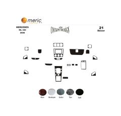 Meriç® Mercedes Ml 320 Ön Torpido Kaplama 21 Parça 2002-› (537452491)-Maun Piano Black