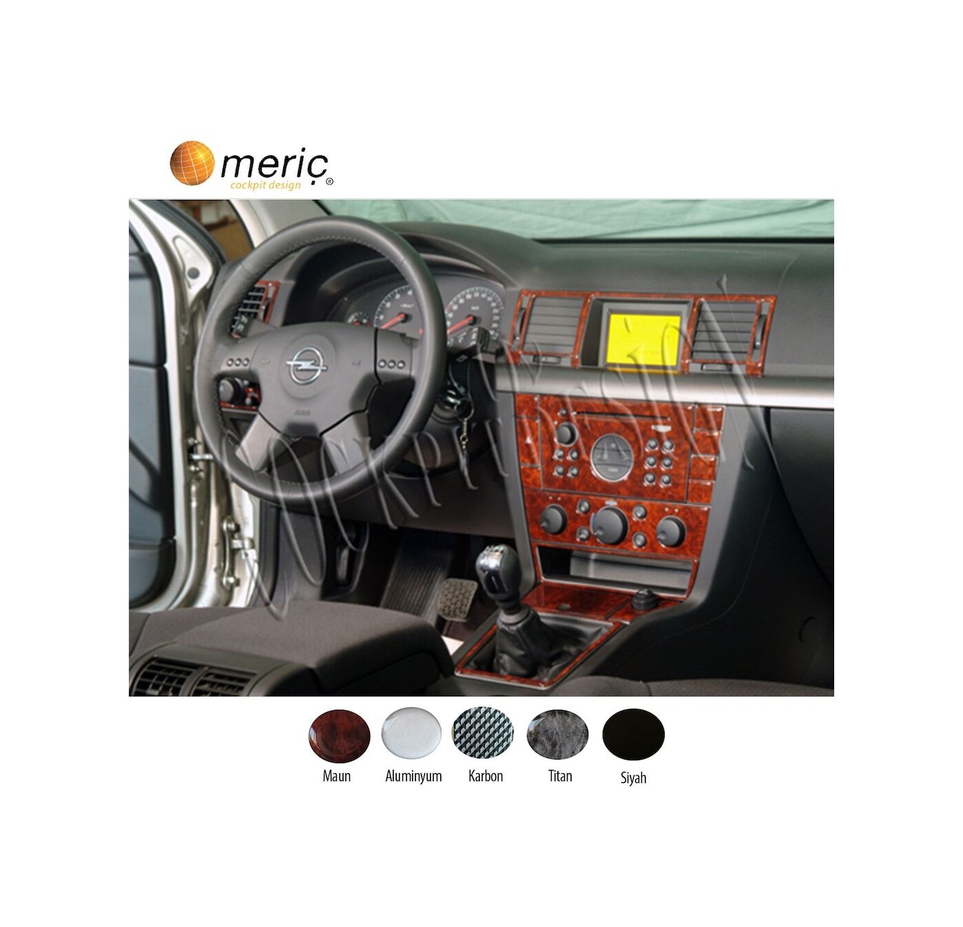Meriç® Opel Vectra C Ön Torpido Kaplama 22 Parça 2002-2008 (530157015)-Maun Alüminyum