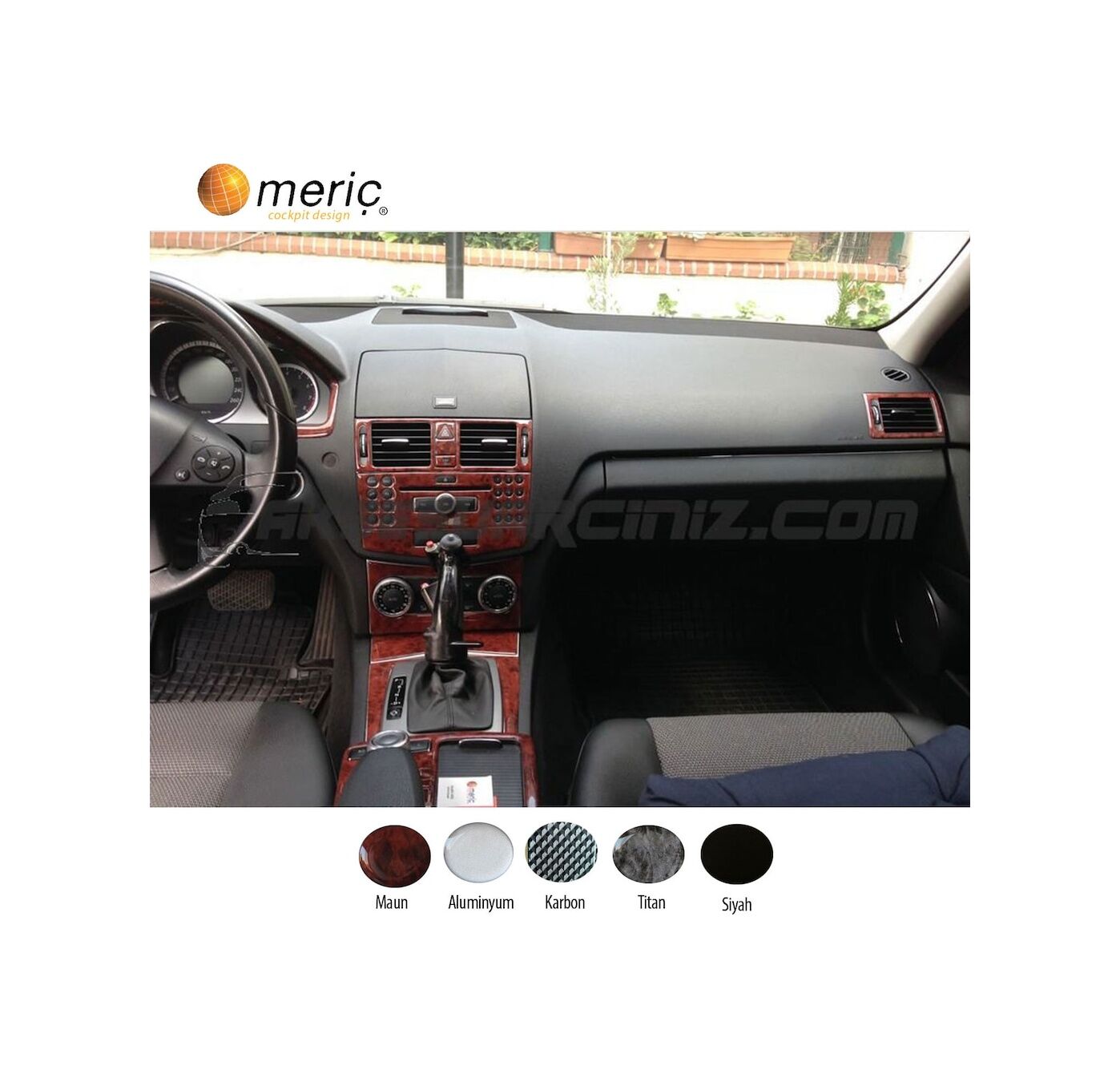 Meriç® Mercedes C180 Ön Torpido Kaplama 17 Parça 2006-2011 (537474899)-Maun Alüminyum