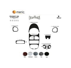 Meriç® Peugeot 206 Ön Torpido Kaplama 8 Parça 1998-2001 (530157052)-Maun Piano Black