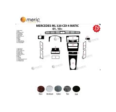 Meriç® Mercedes Ml 320 Cdı Ön Torpido Kaplama 15 Parça 2010-› (530158407)-Maun Piano Black