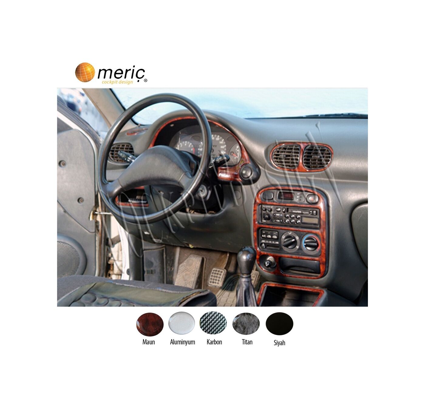 Meriç® Hyundai Accent Ön Torpido Kaplama 9 Parça 1994-2000 (530156437)-Maun Karbon
