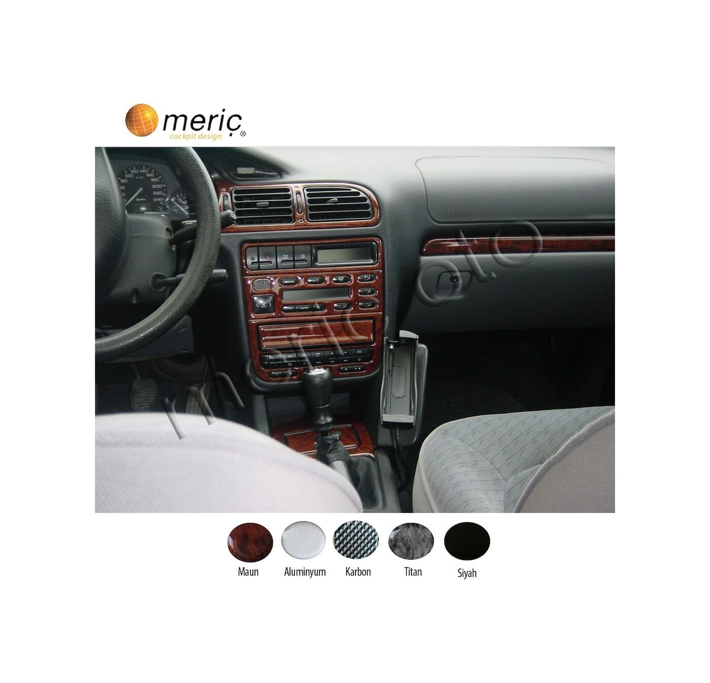 Meriç® Peugeot 406 Ön Torpido Kaplama 21 Parça 1995-1999 (530157086)-Maun Piano Black