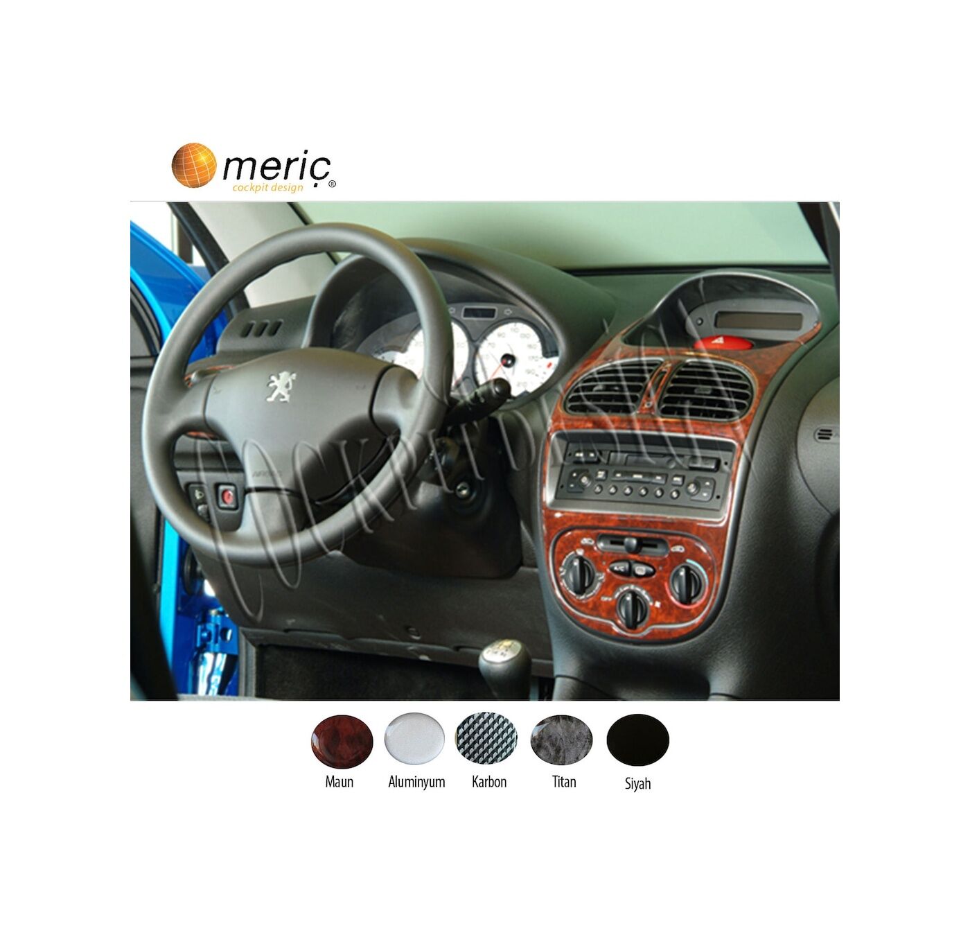 Meriç® Peugeot 206 Ön Torpido Kaplama Maun 10 Parça 2001-2010 (530157054)-Maun Alüminyum